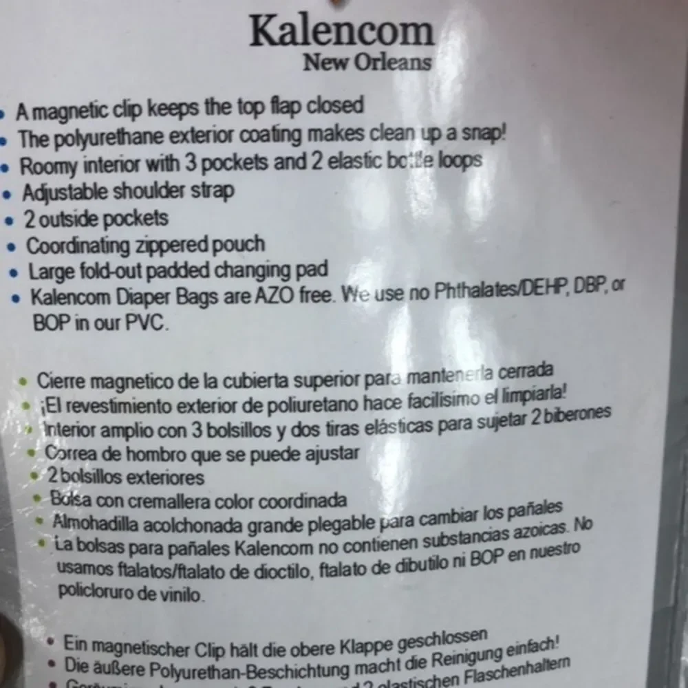Kelencom Corp. New Orleans diaper orange bag AZO